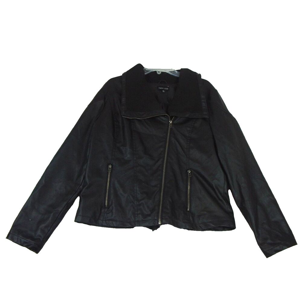 New Look Moto Faux Leather Jacket Women's Size XL Black